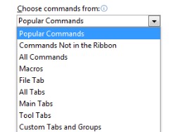 Commands drop-down list screenshot