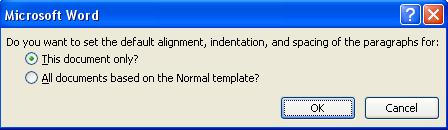 Normal template dialog box screenshot