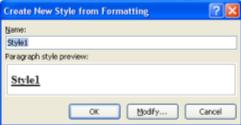 New Style from Formatting