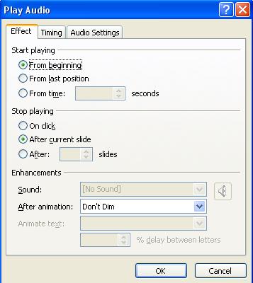 Effect dialog box