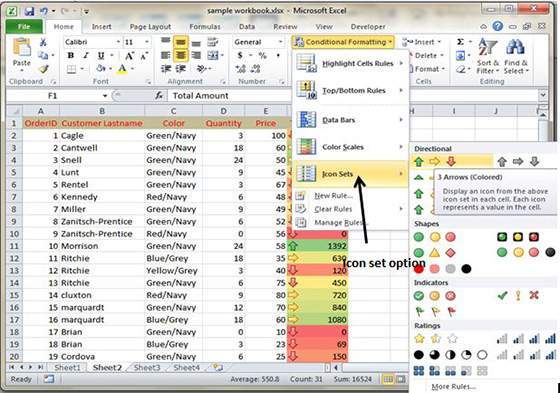 Icon Set Conditional Formatting