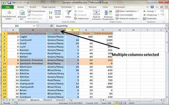 Selecting Complete Rows and Columns