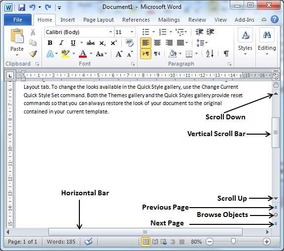 Word Scroll Bars