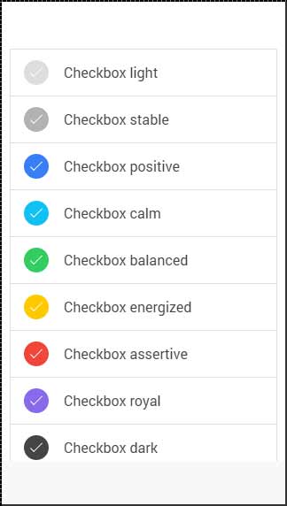 Ionic checkbox Color