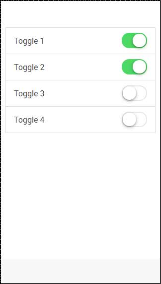 Ionic Toggle List 