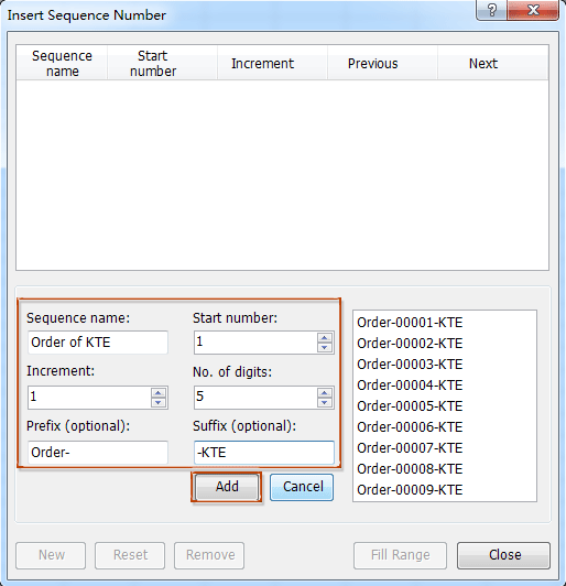 doc insert sequence numbers 5