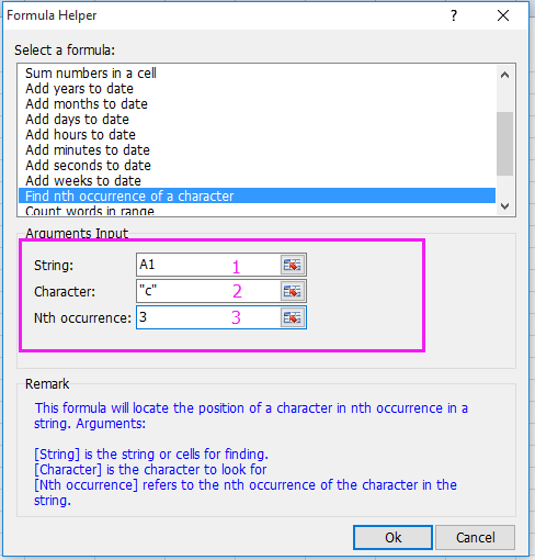 doc find position of text string 4