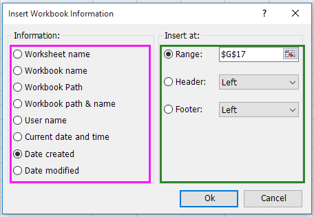 doc insert workbook information