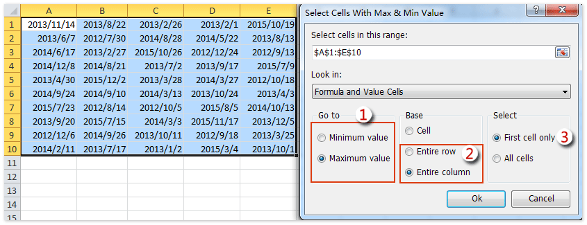 doc find earliest lastest date 2