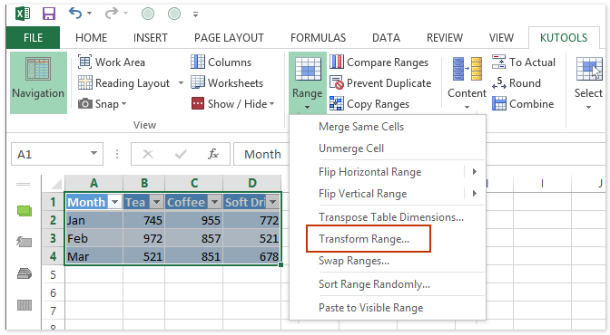 doc table to list column row 1