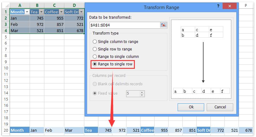 doc table to list column row 5