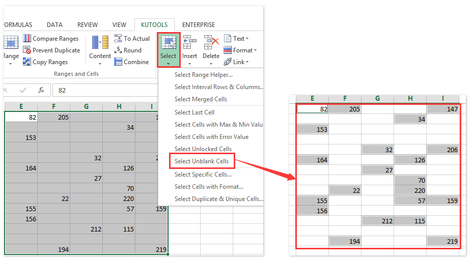 ad select unblank cells 930