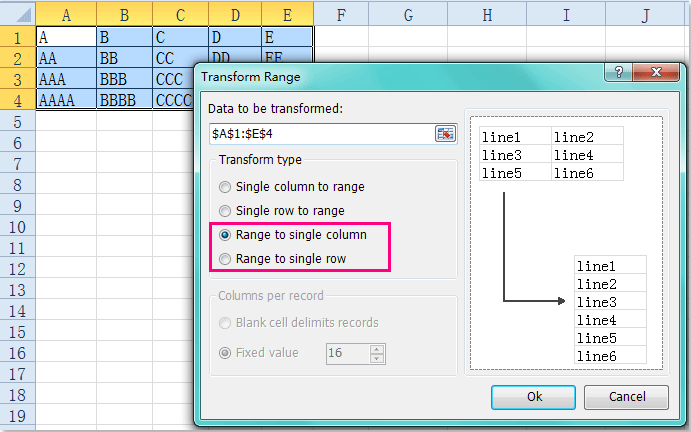 doc convert matrix to column 7