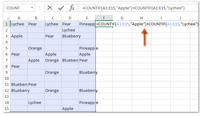 doc countif x or y 1