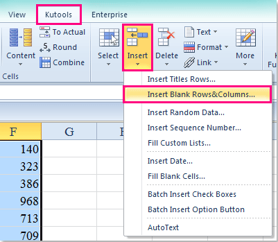 doc insert rows at intervals 5