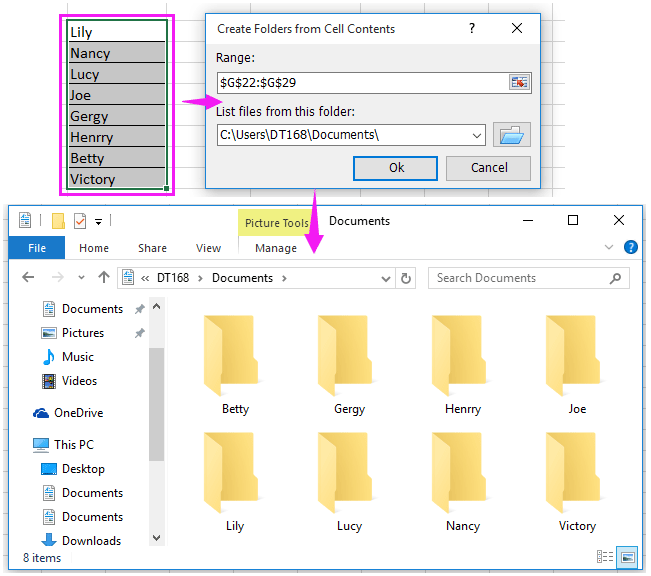 doc create folder based cell