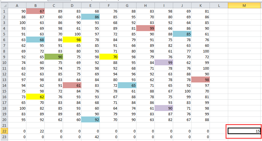 doc count shaded cells 5