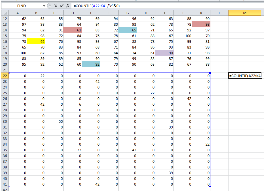 doc count shaded cells 4