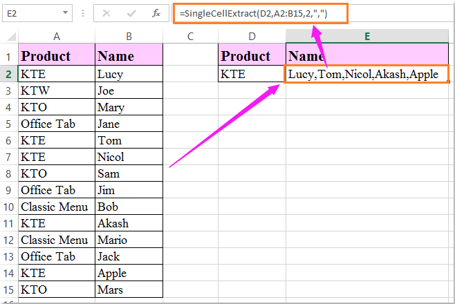 doc return multiple values comma separated 2