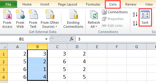 doc sort column keep intact row 2