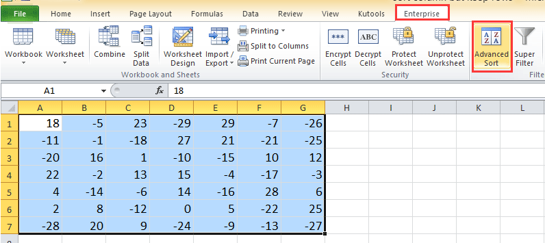 doc sort column keep intact row 5