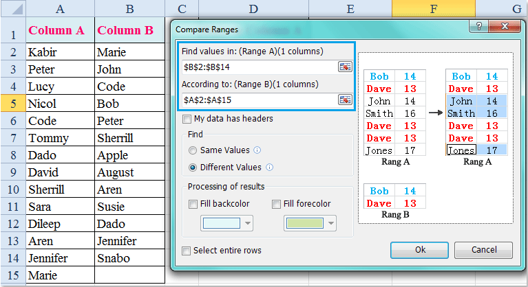 doc compare and list unique 12