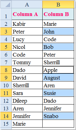 doc compare and list unique 13