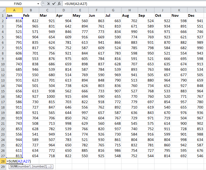 doc sum each column 1