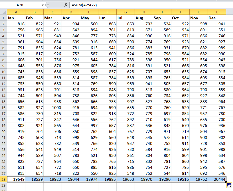 doc sum each column 2