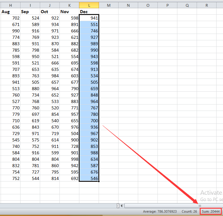 doc sum each column 6