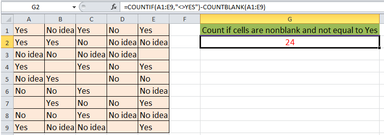 doc countif nonblank not equal 3