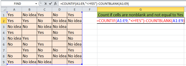 doc countif nonblank not equal 2