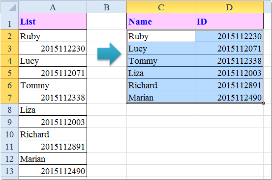 doc split every other row 7