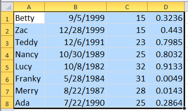 doc shuffle rows 7