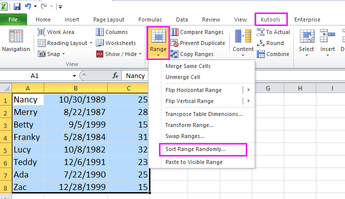 doc shuffle rows 9