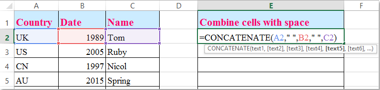 doc add space in concatenate 2