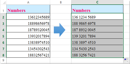 doc add space between number 3