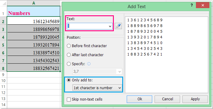 doc add space between number 9