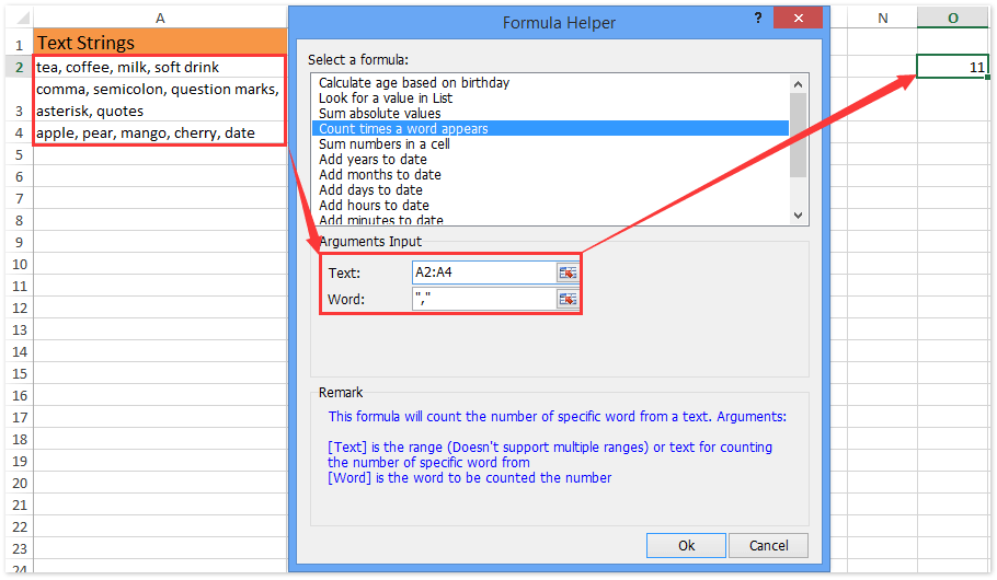 doc count specific chars comma 8