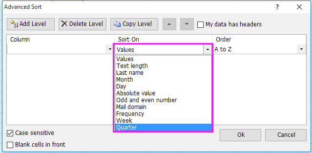 doc sort by case sensitive 11