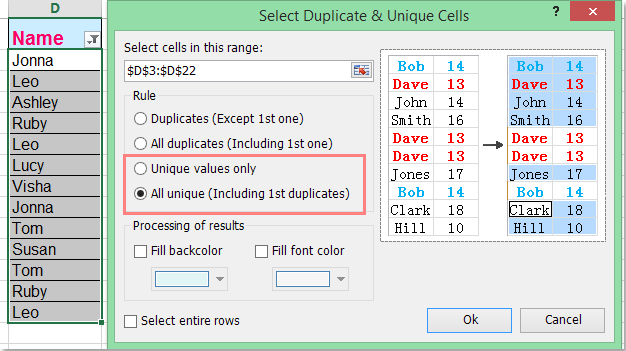 doc count uniques filtered list 4