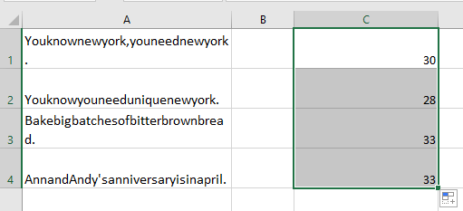 doc count excluding spaces 6