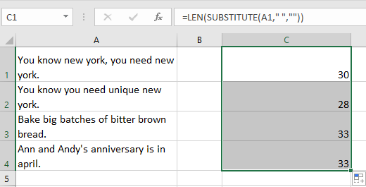 doc count excluding spaces 1