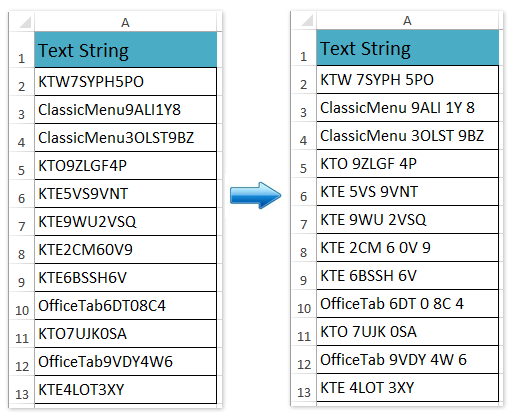 doc add space between number text 5