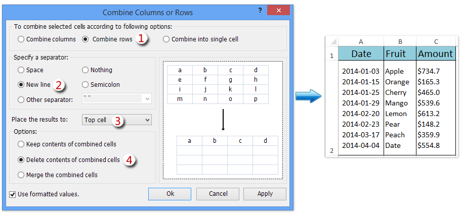 doc concatenate range with comma space linebreak 7