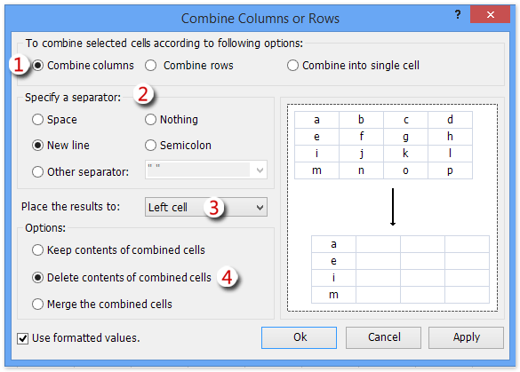 doc concatenate range with comma space linebreak 4