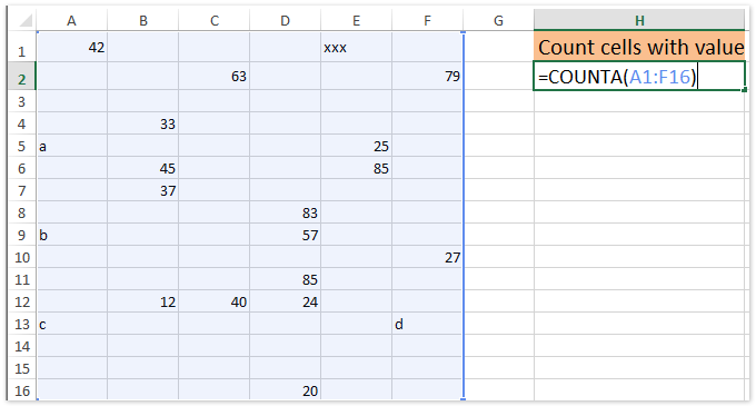 doc count cells with value 1