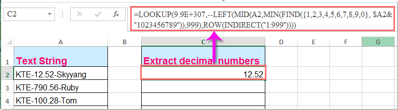 doc extract decimal numbers 1