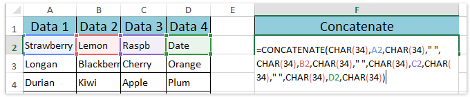 doc concatenate add quote marks 1