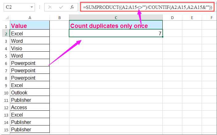 doc count same value only once 2